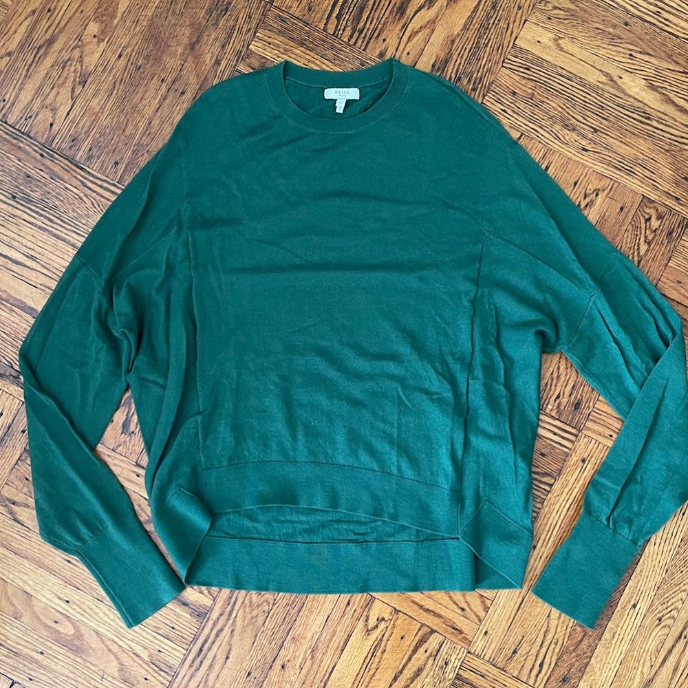 REISS Crewneck Long sleeve sweater with high-low split hem